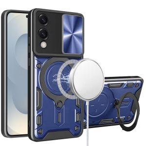 For Samsung Galaxy s25 Edge Magnetic Ring Stand Classic Design FULL Camera Protection Hybrid Case - Blue