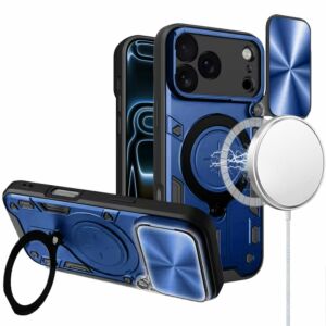 For Apple iPhone 18 Pro Max Magnetic Ring Stand Classic Design FULL Camera Protection Hybrid Case - Blue