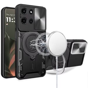 For Motorola Edge 2025 Magnetic Ring Stand Classic Design FULL Camera Protection Hybrid Case - Black