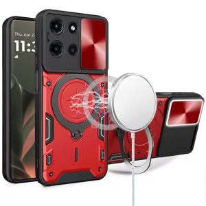 For Motorola Edge 2025 Magnetic Ring Stand Classic Design FULL Camera Protection Hybrid Case - Red