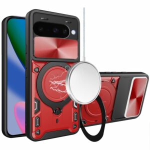 For Google Pixel 11 / 11 Pro Magnetic Ring Stand Classic Design FULL Camera Protection Hybrid Case - Red