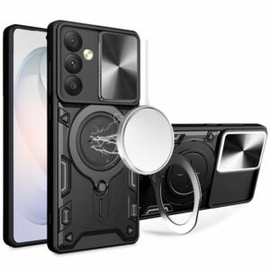 For Samsung Galaxy s26 FE Magnetic Ring Stand Classic Design FULL Camera Protection Hybrid Case - Black