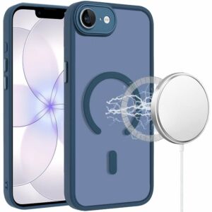 For iPhone 17E / 16E / SE4 Matte Frosted Magnetic Hybrid Case with Covered Camera Protection - Dark Blue