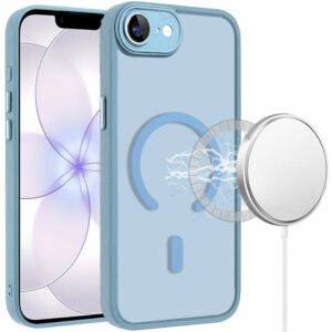 For iPhone 17E / 16E / SE4 Matte Frosted Magnetic Hybrid Case with Covered Camera Protection - Light Blue