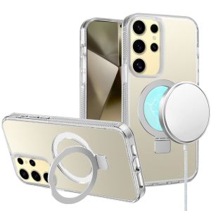 For Samsung Galaxy s24 Plus Dotted Edged Line Transparent HQ Magnetic Ring Stand Hybrid - Clear
