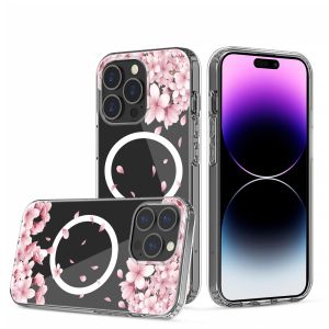 For iPhone XR Beautiful Floral [Magnetic Circle] ShockProof Transparent Hybrid Design - F