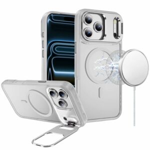For Apple iPhone 18 Pro Fearless Tough HQ Metallic Hybrid with Camera Ring Stand [Magnetic Circle] Case - Clear