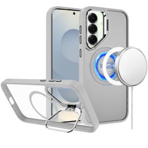 For Samsung s26 Fearless Tough HQ Metallic Hybrid with Camera Ring Stand [Magnetic Circle] Case - Clear