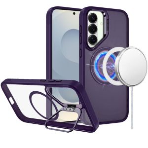 For Samsung s26 Fearless Tough HQ Metallic Hybrid with Camera Ring Stand [Magnetic Circle] Case - Dark Purple