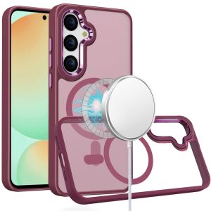 For Samsung S24 FE Greatest Clear Acrylic Thick Metal Button Hybrid - Burgundy