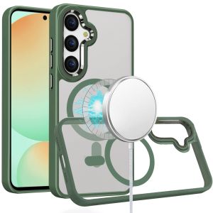 For Samsung S24 FE Greatest Clear Acrylic Thick Metal Button Hybrid - Midnight Green