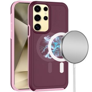 For Samsung Galaxy s24 Magnetic Ring Circle Guard Fused Ultimate Hybrid Case - Burgundy