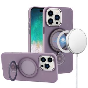 For iPhone 16 Pro Max 6.9 inch Hoop Kickstand [Magnetic Circle] HD Transparent Chrome Hybrid - Purple