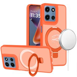 For Moto G 5G 2025/2026 / G PLAY 2026 Magnetic Matching Ring Stand Full Rotation Matte Hybrid - Cosmic Orange
