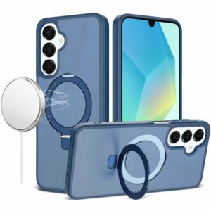 For Samsung A16 5G Magnetic Matching Ring Stand Full Rotation Matte Hybrid - Blue