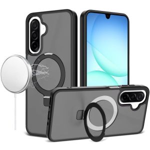 For Samsung A17 5G Magnetic Matching Ring Stand Full Rotation Matte Hybrid - Black