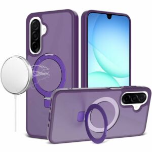 For Samsung A17 5G Magnetic Matching Ring Stand Full Rotation Matte Hybrid - Dark Purple