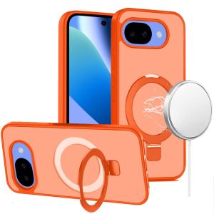 For Google Pixel 10a Magnetic Matching Ring Stand Full Rotation Matte Hybrid - Cosmic Orange