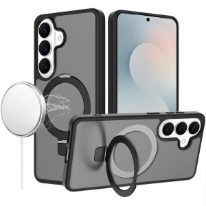 For Samsung s26 Magnetic Matching Ring Stand Full Rotation Matte Hybrid - Black