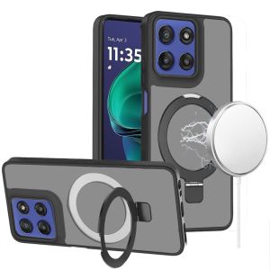 For Moto G Stylus 5G 2026/2025 Magnetic Matching Ring Stand Full Rotation Matte Hybrid - Black