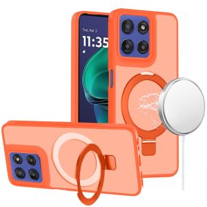 For Moto G Stylus 5G 2026/2025 Magnetic Matching Ring Stand Full Rotation Matte Hybrid - Cosmic Orange