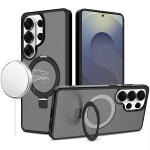 For Samsung s26 Ultra Magnetic Matching Ring Stand Full Rotation Matte Hybrid - Black