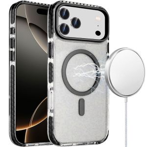 For iPhone 17 Pro Max Transparent Matching Color Magnetic Ring Hybrid - Black