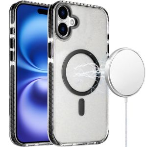 For iPhone 17 Transparent Matching Color Magnetic Ring Hybrid - Black