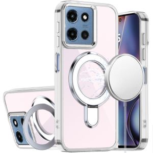 For Moto G 5G 2025/2026 - G Play 2026 - CHROME HQ Rotational Magnetic Ring Hybrid - Clear