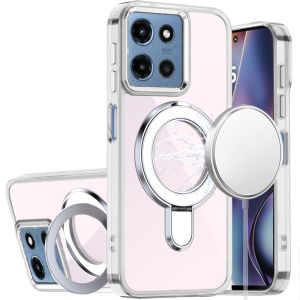 For Moto G 5G 2025/2026 - G Play 2026 - CHROME HQ Rotational Magnetic Ring Hybrid - Clear