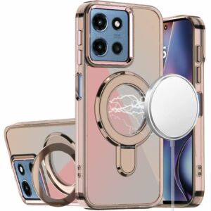 For Moto G 5G 2025/2026 - G Play 2026 - Shimmer Glitter Floral Design Thick TPU Case Cover - Rose Gold