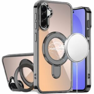 For Samsung Galaxy A37 / A36 CHROME HQ Rotational Magnetic Ring Hybrid - Black