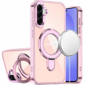 For Samsung Galaxy A37 / A36 CHROME HQ Rotational Magnetic Ring Hybrid - Light Pink