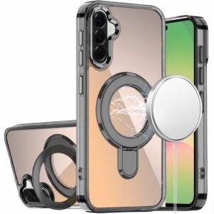 For Samsung Galaxy A57 CHROME HQ Rotational Magnetic Ring Hybrid - Black