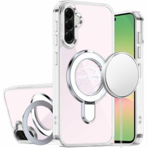 For Samsung Galaxy A57 CHROME HQ Rotational Magnetic Ring Hybrid - Clear