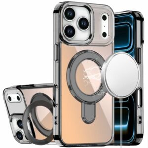 For Apple iPhone 18 Pro Max CHROME HQ Rotational Magnetic Ring Hybrid - Black