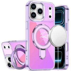 For Apple iPhone 18 Pro CHROME HQ Rotational Magnetic Ring Hybrid - Light Purple