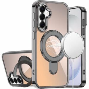 For Samsung Galaxy s26 FE CHROME HQ Rotational Magnetic Ring Hybrid - Black
