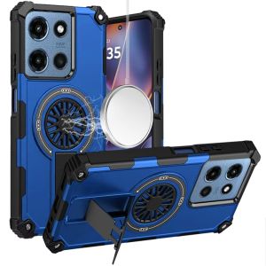 For Motorola Moto G 5G 2025 CD Texture Design Magnetic Car Mount Friendly HQ Hybrid - Blue