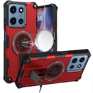 For Moto G 5G 2025/2026 - G Play 2026 - CD Texture Design Magnetic Car Mount Friendly HQ Hybrid - Red