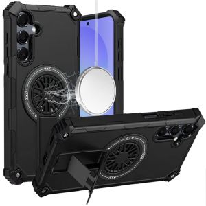 For Samsung Galaxy A37 CD Texture Design Magnetic Car Mount Friendly HQ Hybrid - Black