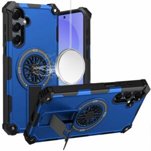 For Samsung Galaxy A37 / A36 CD Texture Design Magnetic Car Mount Friendly HQ Hybrid - Blue