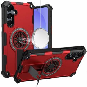 For Samsung Galaxy A37 / A36 CD Texture Design Magnetic Car Mount Friendly HQ Hybrid - Red