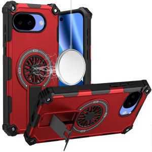 For Google Pixel 10a CD Texture Design Magnetic Car Mount Friendly HQ Hybrid - Red