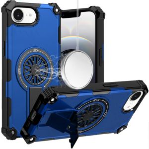 For iPhone 17E / 16E / SE4 CD Texture Design Magnetic Car Mount Friendly HQ Hybrid - Blue