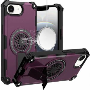 For iPhone 17E / 16E / SE4 CD Texture Design Magnetic Car Mount Friendly HQ Hybrid - Dark Cherry