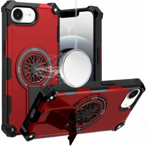 For iPhone 17E / 16E / SE4 CD Texture Design Magnetic Car Mount Friendly HQ Hybrid - Red