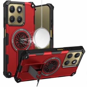 For Motorola Moto Edge 2026 CD Texture Design Magnetic Car Mount Friendly HQ Hybrid - Red
