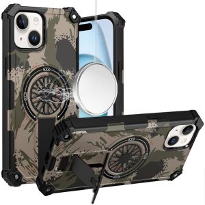 For iPhone 15 CD Texture Design Magnetic Car Mount Friendly HQ Hybrid - B