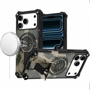 For Apple iPhone 18 Pro Max CD Texture Design Magnetic Car Mount Friendly HQ Hybrid - B